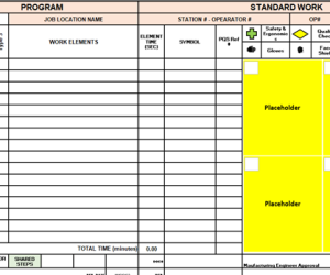 Standard Work Chart Implementation for New Assembly